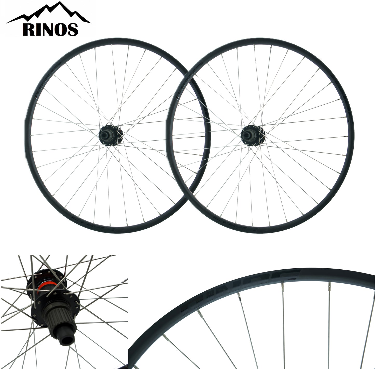 RINOS MTB aluminium wheels 29" with silver spokes