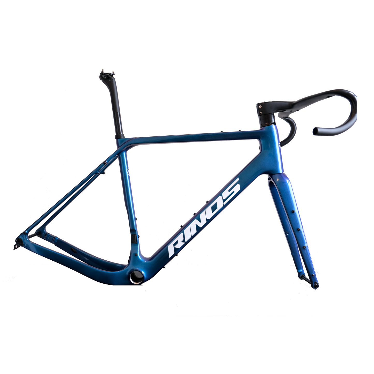 Rinos chameleon blue frame with fork mount in full view