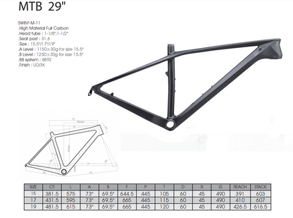 RINOS MTB Hardtail Carbon Frame